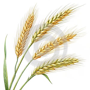 Wheat spikelets isolated on white background photo