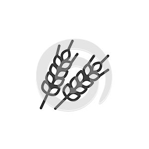 Wheat spikes line icon