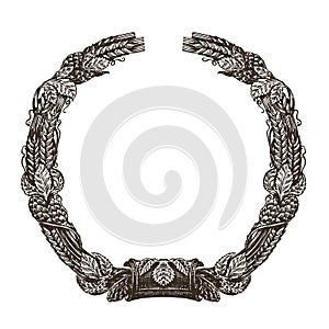 Wheat vector logo design template. hops or frame