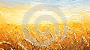Wheat Vector Painting Background: Detailed Impressionism In Painterly Style