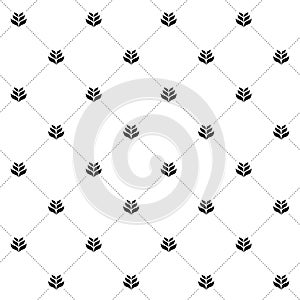 Wheat vector seamless cross pattern. Simple black and white style. Easy color change.