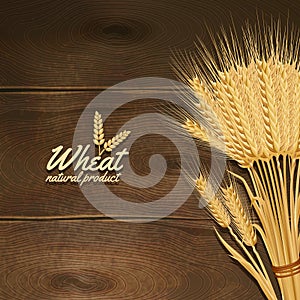 Wheat On Wooden Table vector design illustration