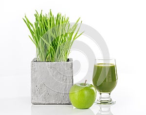 Wheatgrass, apple and green juice