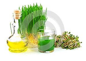 Wheatgrass juice with sprouted wheat and wheat germ oil