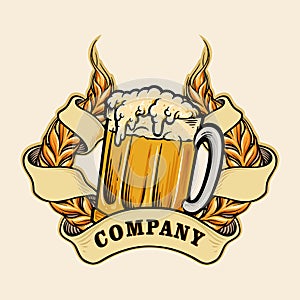 Wheats a glass Beer Badge Illustrations