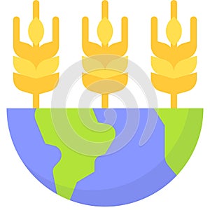 Wheats on Half Earth icon, Earth Day related vector