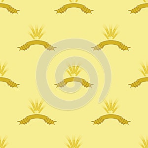 Wheats Ribbon Seamless Pattern