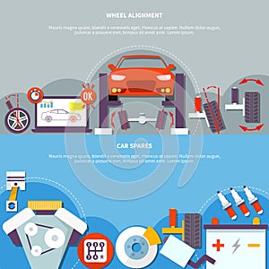 Wheel Alignment And Car Spares Horizontal Banner