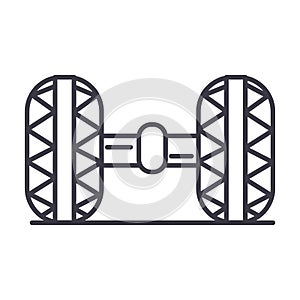 Wheel alignment,garage vector line icon, sign, illustration on background, editable strokes