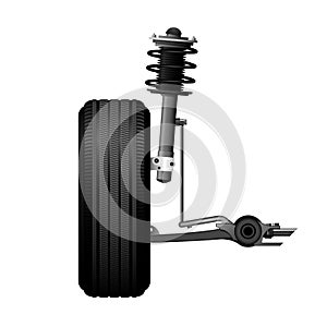 Wheel alignment icon - car suspension service, shock absorber, axle, wheel photo
