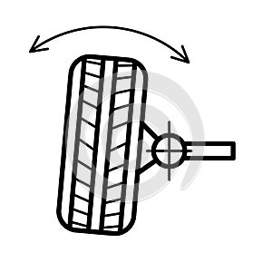 Wheel alignment line icon. Car suspension angles adjustment. Axle control symbol