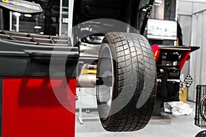 Wheel balancing close up