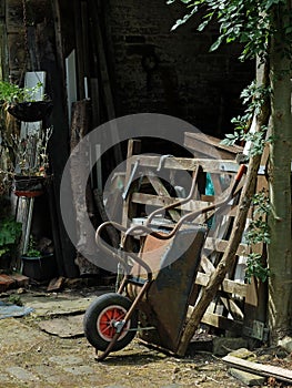 Wheel barrow at rest