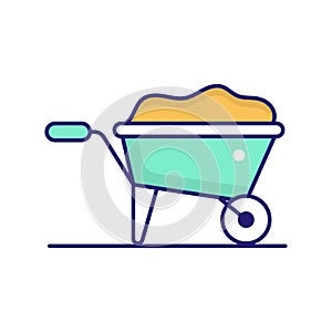 Wheel Barrow vector Fill Outline icon style illustration. EPS 10 file