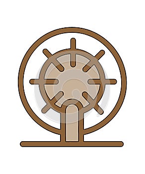 Wheel, Boat, Ship, Ship line icon vector