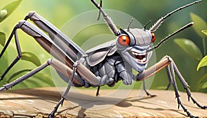 Wheel Bug Arilus insect cartoon comedy education