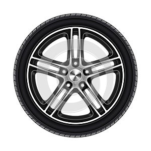 Wheel of car isolated on white or automobile tire