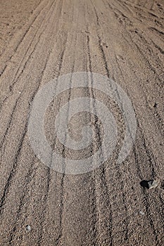 Wheel car print on sand dune in the desert, Egypt