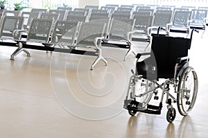 Wheel chair in hospital waiting room