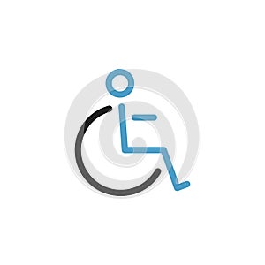 Wheel chair icon, disabled person symbol vector template