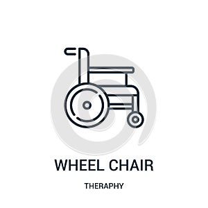 wheel chair icon vector from theraphy collection. Thin line wheel chair outline icon vector illustration