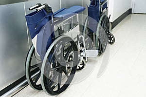 Wheel chair on the path in the hospital.
