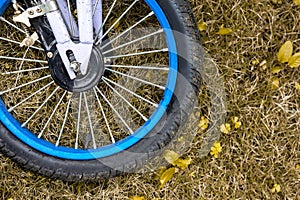 Wheel of child bike photo