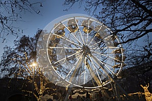 Wheel at the Christmas market on the town hall square in Vienna, Austria