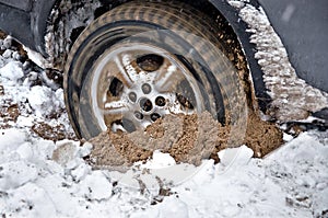 Wheel is deeply stuck in the sand