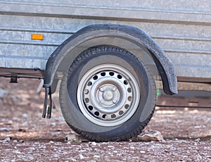 Wheel detail of vehicle drawbar trailer