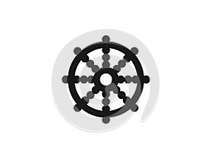 Wheel of Dharma Buddhism icon. Vector illustration, flat design