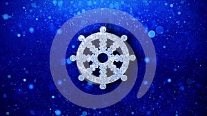 Wheel of Dharma Buddhism religion Icon Blinking Glitter Glowing Shine Particles.