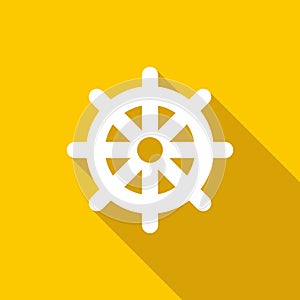 Wheel of Dharma icon, flat style