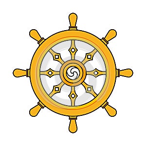 The wheel of Dharma. Isolated Vector Illustration