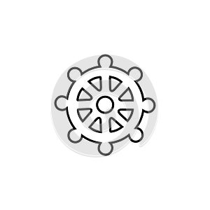 Wheel of Dharma licon linear of Buddhism and Hinduism flat icon for apps and websites