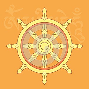 Wheel of dharma,one of eight buddhist religious symbols