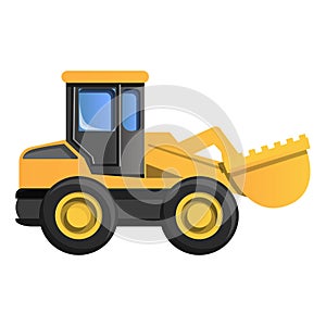 Wheel excavator icon, cartoon style