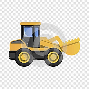 Wheel excavator icon, cartoon style