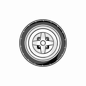 Oldschool car wheel icon. Vector illustration