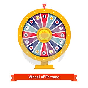 Wheel of fortune with bets icons