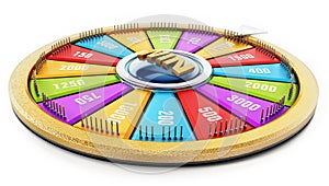 Wheel of fortune isolated on white background. 3D illustration