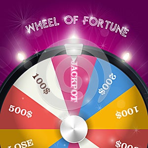 Wheel of fortune - jackpot sector, lottery win concept