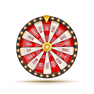 Wheel Of Fortune lottery luck illustration. Casino game of chance. Win fortune roulette. Gamble chance leisure