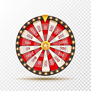 Wheel Of Fortune lottery luck illustration. Casino game of chance. Win fortune roulette. Gamble chance leisure