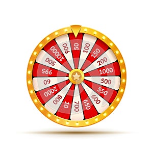 Wheel Of Fortune lottery luck illustration. Casino game of chance. Win fortune roulette. Gamble chance leisure