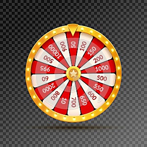 Wheel Of Fortune lottery luck illustration. Casino game of chance. Win fortune roulette. Gamble chance leisure