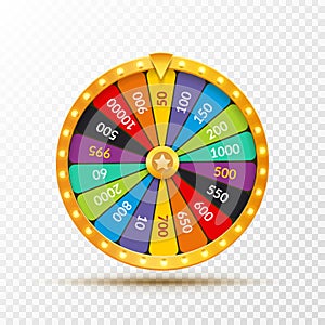 Wheel Of Fortune lottery luck illustration. Casino game of chance. Win fortune roulette. Gamble chance leisure