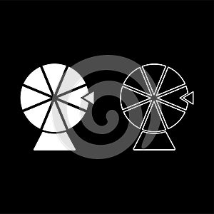 Wheel of Fortune lucky roulette spinning game chance concept set icon white color vector illustration image solid fill outline