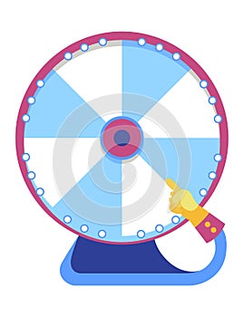 Wheel fortune. Roulette game wheel with sections, flat icon. Spin lucky wheel, casino, money game symbol. Isolated