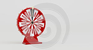 Wheel of fortune on white background for gambling and lottery winning concept. Wheel of fortune to play and win the jackpot.